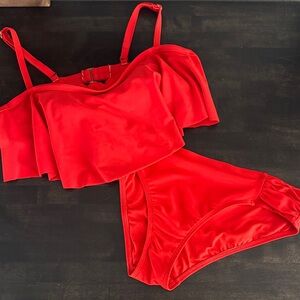 Ruffle off shoulder bikini